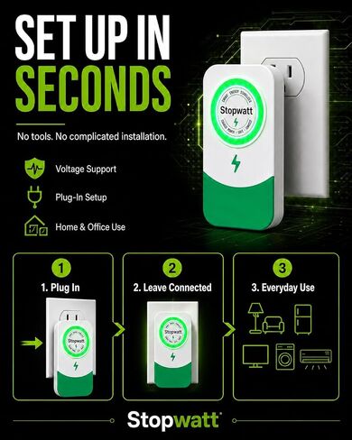 Stopwatt 8 Pack Plug-in Voltage Protector for Home Appliance, Electricity Saving Box, Surge Protection & Brownout Protection Device, Household Electronics Safe Guard in Saudi Arabia