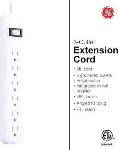 GE Surge Protector Power Strip, 2 Ft Extension Cord, 6 Outlet Extender in Saudi Arabia