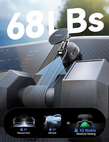 JOYROOM Car Mount for iPhone, [Tri-Fold] MagSafe iPhone Car Mount, [Suction Pro+Gel Base] 360° Rotation iPhone Car Holder, Strong Magnet for iPhone 17 Pro Max and Other Series[Not for Charging] in Kuwait