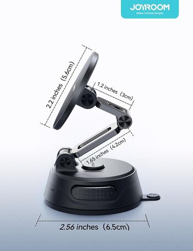 JOYROOM Car Mount for iPhone, [Tri-Fold] MagSafe iPhone Car Mount, [Suction Pro+Gel Base] 360° Rotation iPhone Car Holder, Strong Magnet for iPhone 17 Pro Max and Other Series[Not for Charging] in Kuwait
