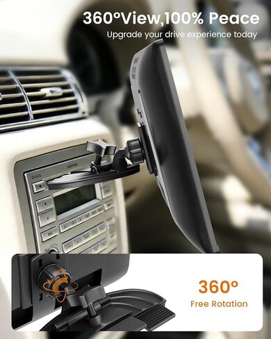 حامل OHLPRO CD لشاشة CarPlay محول كرة 16 مم، فتحة قرص مضغوط قابلة للدوران 360 درجة متوافق مع شاشة CarPlay لاسلكية محمولة 7-10 بوصة للسيارة، حامل مشغل أقراص مضغوطة بدون أدوات، أسود in Kuwait