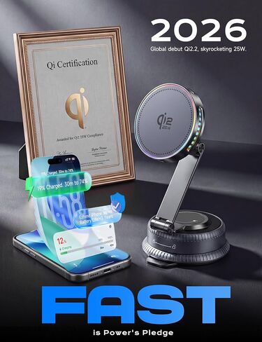 Qi2.2 25W MagSafe Car Mount Charger, Cooling Fan, 75W Fast Adapter in Kuwait