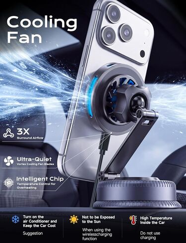 Qi2.2 25W MagSafe Car Mount Charger, Cooling Fan, 75W Fast Adapter in Kuwait