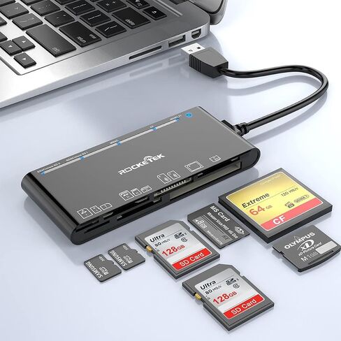 USB 3.0 SD Card Reader, 7-in-1 Multi Memory Card Reader for SD SDXC SDHC Micro SD CF MS MMC Camera Memory Card XD Card Reader, Plug and Play Simultaneously Read/Writer(5Gbps) for Mac OS, Windows in Saudi Arabia