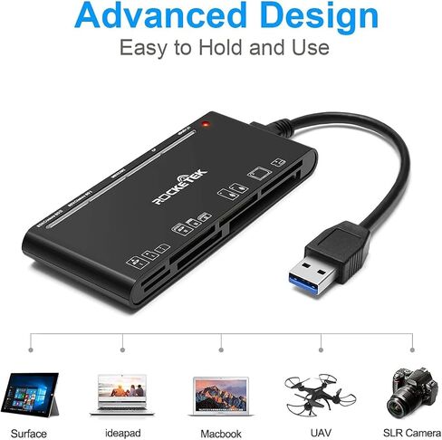 USB 3.0 SD Card Reader, 7-in-1 Multi Memory Card Reader for SD SDXC SDHC Micro SD CF MS MMC Camera Memory Card XD Card Reader, Plug and Play Simultaneously Read/Writer(5Gbps) for Mac OS, Windows in Saudi Arabia
