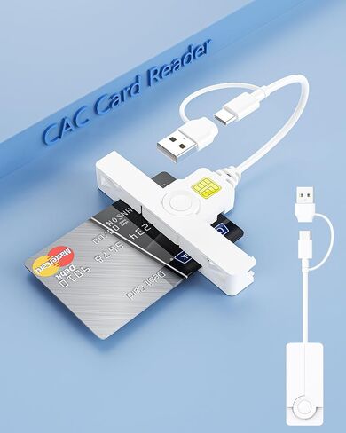 2in1 Electronic CAC Card Reader,USB C + USB-A Military SIM Smart Card Reader,Mini Foldable DOD Military Card Reader USB Smart Card Reader Compatible with Windows 10 11/Mac OS/Linux,Plug and Play in Saudi Arabia