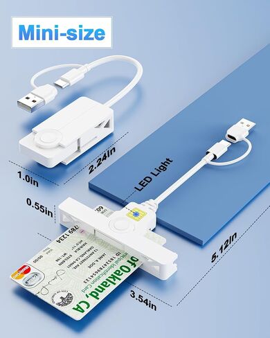 2in1 Electronic CAC Card Reader,USB C + USB-A Military SIM Smart Card Reader,Mini Foldable DOD Military Card Reader USB Smart Card Reader Compatible with Windows 10 11/Mac OS/Linux,Plug and Play in Saudi Arabia