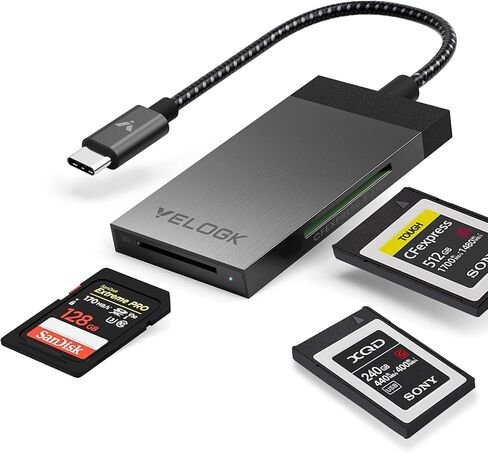 قارئ بطاقات CFexpress/XQD/SD 3 في 1، USB C، VELOGK ثنائي الفتحة USB 3.2 (10 جيجابت في الثانية) in Kuwait