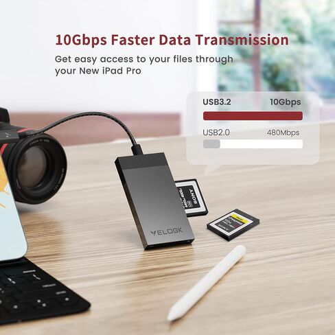 قارئ بطاقات CFexpress/XQD/SD 3 في 1، USB C، VELOGK ثنائي الفتحة USB 3.2 (10 جيجابت في الثانية) in Kuwait