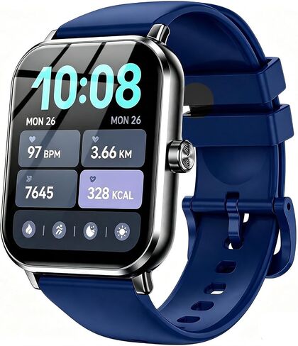 Smart Watch for Women Men, Waterproof Fitness Tracker with Heart Rate Monitor, Sleep Tracking, Step Calorie Counter, Multi Sports Modes Bluetooth Smartwatch Compatible with iPhone Android Phones(Blue) in Kuwait