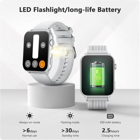 Blackview Smart Watches for Women Men,Answer/Make Calls,1.91" HD Fitness Watch with Flashlight/Heart Rate/SpO2/Sleep Monitor/2 Straps,100+ Sports Modes,IP68 Waterproof Smartwatch for Android/iPhone in Kuwait