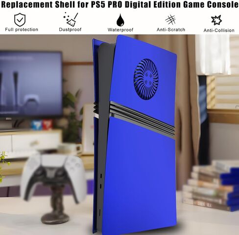 Cover Plates for PS5 Pro Digital Edition with Cooling Vent, PS5 Pro Faceplate ABS Hard Shockproof Anti-Scratch Dustproof Protective Plates, Replacement Side Shell Skin Case for PlayStation 5 Pro -Blue in Kuwait