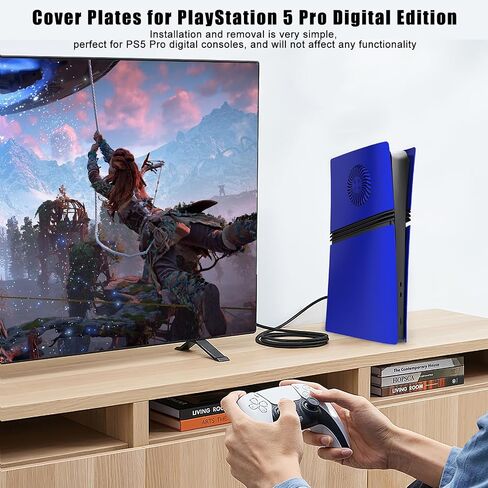 Cover Plates for PS5 Pro Digital Edition with Cooling Vent, PS5 Pro Faceplate ABS Hard Shockproof Anti-Scratch Dustproof Protective Plates, Replacement Side Shell Skin Case for PlayStation 5 Pro -Blue in Kuwait