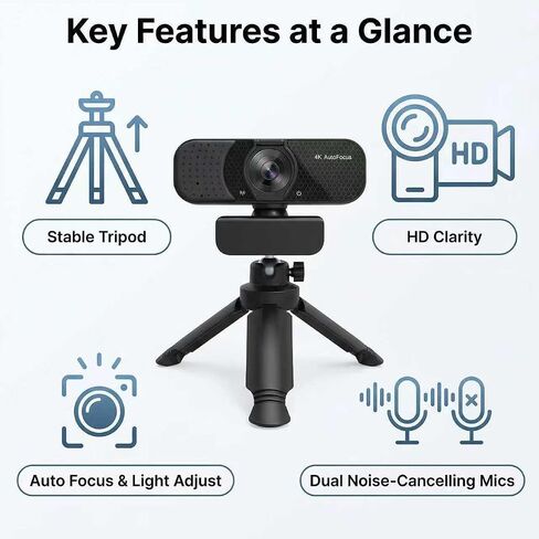 كاميرا ويب Gohero 4K مع التركيز التلقائي المزدوج PDAF والتصحيح التلقائي للضوء in Kuwait