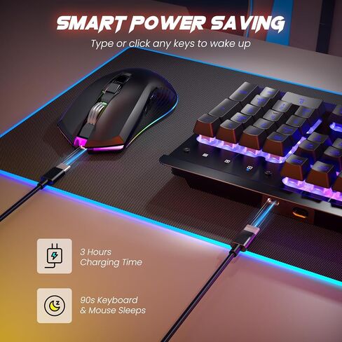 Wireless Gaming Keyboard and Mouse Combo, Metal Panel Light Up 3200DPI Mice in Kuwait