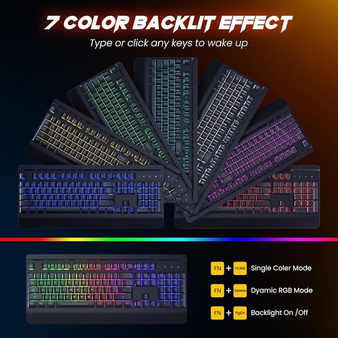 Wireless Gaming Keyboard and Mouse Combo, Metal Panel Light Up 3200DPI Mice in Kuwait