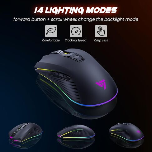 Wireless Gaming Keyboard and Mouse Combo, Metal Panel Light Up 3200DPI Mice in Kuwait