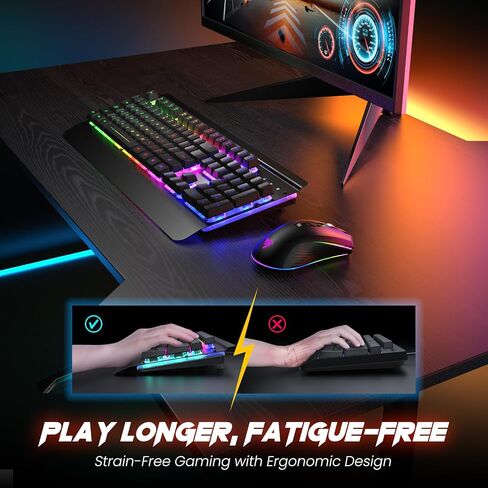 Wireless Gaming Keyboard and Mouse Combo, Metal Panel Light Up 3200DPI Mice in Kuwait
