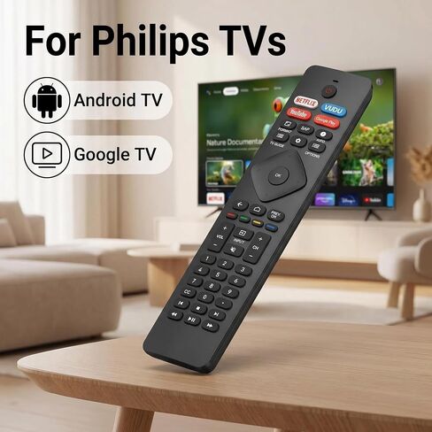 for Philips TV Remote, Universal Remote for Philips 4K UHD Android Smart TV, with Netflix VUDU YouTube Google Play Shortcut Keys, No Voice Function in Kuwait