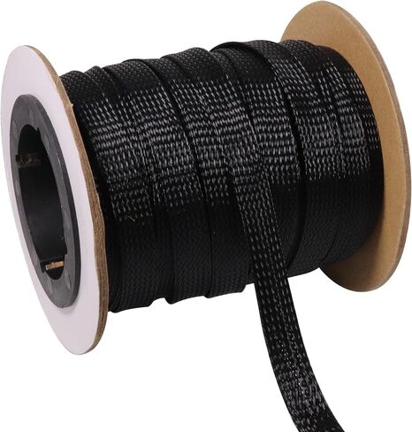 300ft 1/2 Inches Braided Wire Loom PET Cable Loom Expandable Braided Cable Sleeving Mesh Automotive Split Wire Loom for TV, Computer, Home Theater (PET-1/4-100FT) in Kuwait