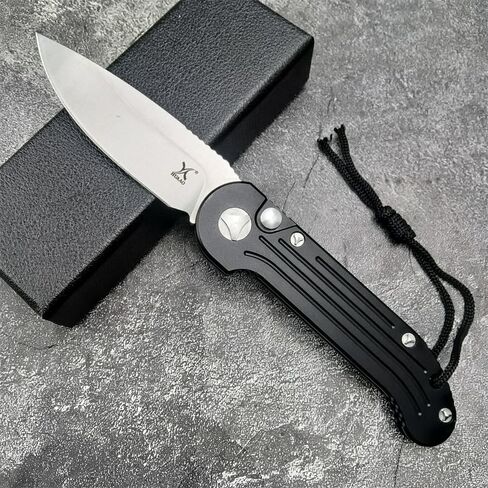 HUAAO 8" Manual Open Pocket Knife,Folding Knife Stonewashed Blade Aviation Aluminum Handles With Clip for Everyday Carry Outdoor Canping EDC Tool in Kuwait