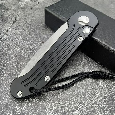 HUAAO 8" Manual Open Pocket Knife,Folding Knife Stonewashed Blade Aviation Aluminum Handles With Clip for Everyday Carry Outdoor Canping EDC Tool in Kuwait