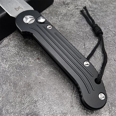 HUAAO 8" Manual Open Pocket Knife,Folding Knife Stonewashed Blade Aviation Aluminum Handles With Clip for Everyday Carry Outdoor Canping EDC Tool in Kuwait
