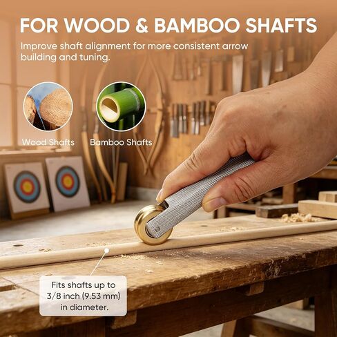 Arrow Shaft Straightener for Wood and Bamboo Arrows, Aluminum Handle with Brass Roller Bearing, Fits Shafts Up to 3/8 Inch, Archery Arrow Straightening Tool, 1 Pc with Instruction Manual in Kuwait