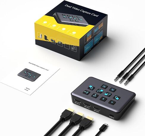 بطاقة التقاط خارجية HDMI ثنائية القناة، بطاقة التقاط فيديو صوتية خارجية وتسجيل بدقة 1080 بكسل/60 إطارًا في الثانية متوافقة مع Xbox Series X/S وPS5/PS4/Pro وNintendo Switch on OBS وZoom وPC/Mac in Kuwait
