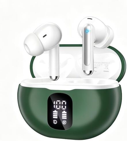 XIAOWTEK Wireless Earbuds, LED Display in Ear Earphones Clear Calls, IP7 Waterproof Bluetooth Earbuds for Phone/Android/iPad, Green in Saudi Arabia