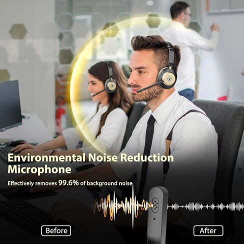 Earbay Wireless Headset with Mic for Work – Bluetooth Headphones with Noise Canceling & Mute, USB Dongle, Charging Base, 45H Battery, Trucker Bluetooth Headset for PC/Laptop/Phone/Teams/Zoom in Kuwait
