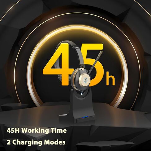 Earbay Wireless Headset with Mic for Work – Bluetooth Headphones with Noise Canceling & Mute, USB Dongle, Charging Base, 45H Battery, Trucker Bluetooth Headset for PC/Laptop/Phone/Teams/Zoom in Kuwait