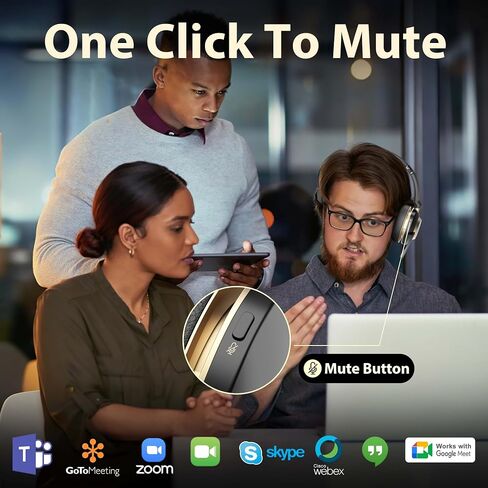 Earbay Wireless Headset with Mic for Work – Bluetooth Headphones with Noise Canceling & Mute, USB Dongle, Charging Base, 45H Battery, Trucker Bluetooth Headset for PC/Laptop/Phone/Teams/Zoom in Kuwait