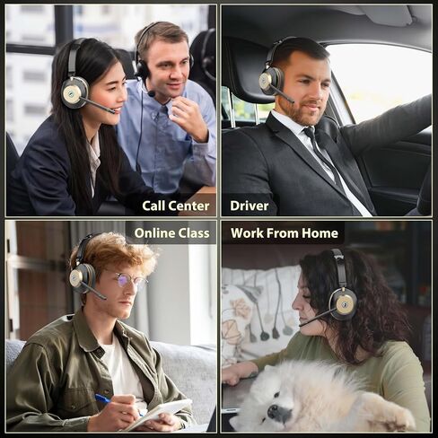 Earbay Wireless Headset with Mic for Work – Bluetooth Headphones with Noise Canceling & Mute, USB Dongle, Charging Base, 45H Battery, Trucker Bluetooth Headset for PC/Laptop/Phone/Teams/Zoom in Kuwait