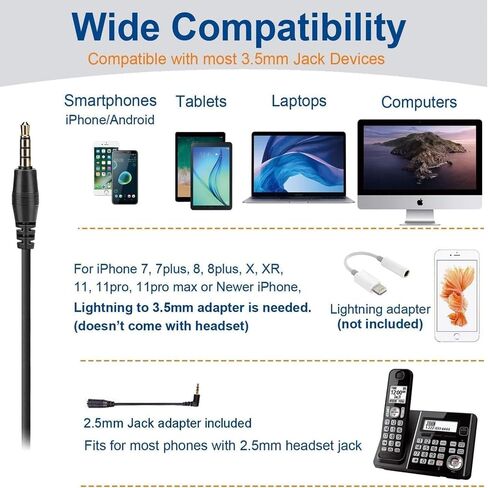 Wantek Cell Phone Headset with Microphone Noise Cancelling, Wired 3.5mm Computer Headphone for iPhone Samsung Android PC Laptop Tablet Skype Call Center Home Office, Ultra Comfort(F602J35) in Kuwait