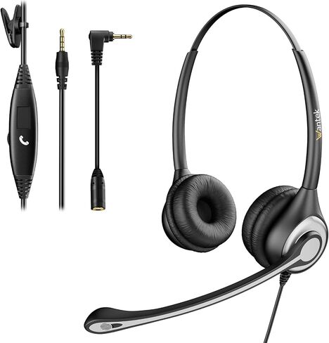 Wantek Cell Phone Headset with Microphone Noise Cancelling, Wired 3.5mm Computer Headphone for iPhone Samsung Android PC Laptop Tablet Skype Call Center Home Office, Ultra Comfort(F602J35) in Kuwait