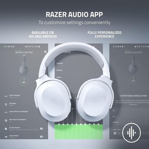 Razer Barracuda X Wireless Gaming & Mobile Headset (PC, PlayStation, Switch 2, Android, iOS): 2.4GHz Wireless + Bluetooth - 40mm Drivers - 50 Hr Battery - Mercury White (Renewed) in Kuwait