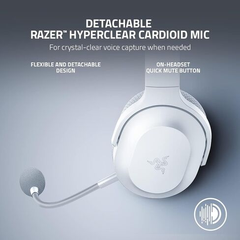 Razer Barracuda X Wireless Gaming & Mobile Headset (PC, PlayStation, Switch 2, Android, iOS): 2.4GHz Wireless + Bluetooth - 40mm Drivers - 50 Hr Battery - Mercury White (Renewed) in Kuwait