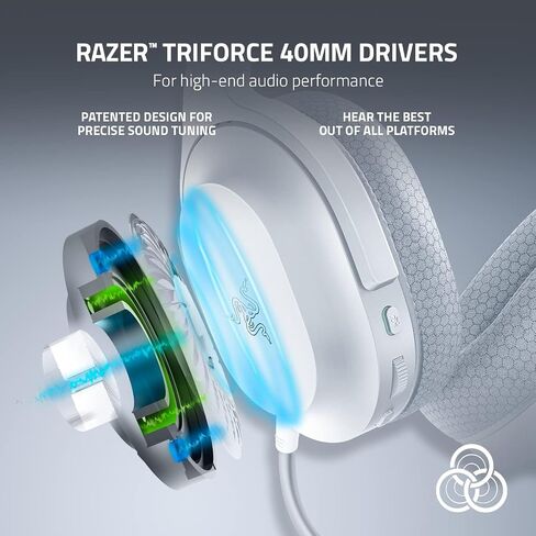 Razer Barracuda X Wireless Gaming & Mobile Headset (PC, PlayStation, Switch 2, Android, iOS): 2.4GHz Wireless + Bluetooth - 40mm Drivers - 50 Hr Battery - Mercury White (Renewed) in Kuwait