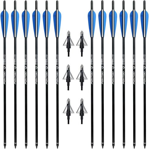 20inch Carbon Crossbow Bolts Crossbow Hunting Arrows with 4" Vanes and Replaced Arrowhead/Tip (12 Pack) in Kuwait