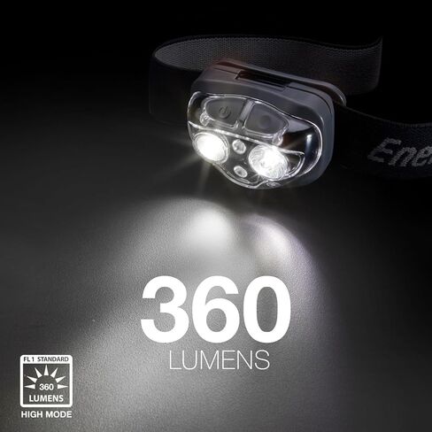 مصباح أمامي إنرجايزر PRO-360 LED، مصابيح أمامية مقاومة للماء IPX4، مصباح رأس عالي الأداء للاستخدام في الهواء الطلق، والتخييم، والجري، والعواصف، وإضاءة LED للبقاء على قيد الحياة لحالات الطوارئ (البطاريات متضمنة) in Kuwait