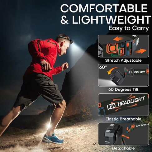 Rechargeable Headlamp Flashlight 3-Pack, 2000 Lumen Super Bright LED Headlight with Red Light, Headlamps for Adults Kid, Waterproof Lightweight Head Lamp for Outdoor Camping Running Hiking Fishing in Saudi Arabia