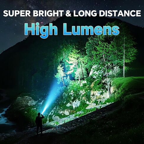 4Pack Rechargeable LED Flashlight 9000LM Zoomable with LCD Display in Kuwait