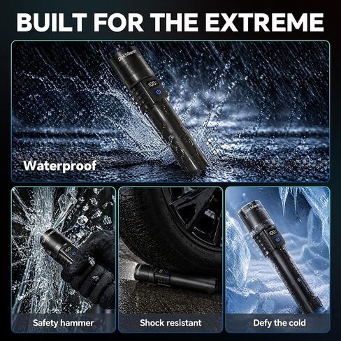 4Pack Rechargeable LED Flashlight 9000LM Zoomable with LCD Display in Kuwait