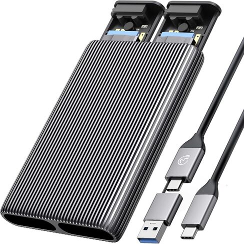 ORICO Dual M.2 NVMe SSD Aluminum USB3.2 Gen2 10Gbps, M.2 Type-C Docking Station for PCIe M-Key, B&M Key 2230/2242/2260/2280 SSD, Tool-Free, Up to 4TB in Saudi Arabia