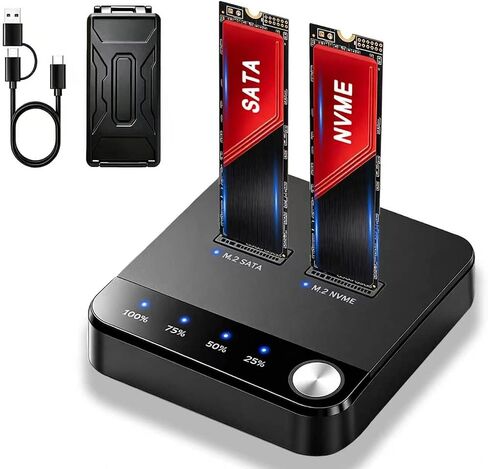 20Gbps M.2 Cloner & Duplicator, Dual Bay NVMe SATA SSD Enclosure in Kuwait