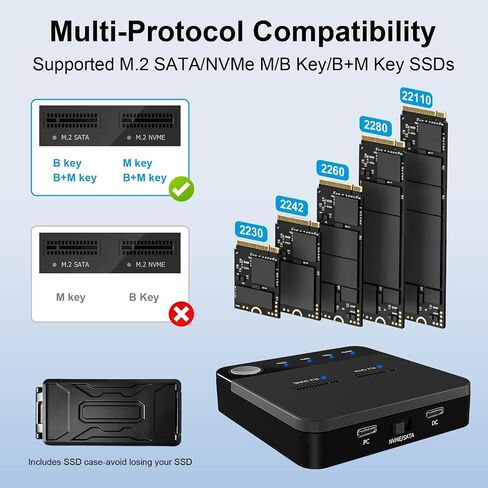 20Gbps M.2 Cloner & Duplicator, Dual Bay NVMe SATA SSD Enclosure in Kuwait
