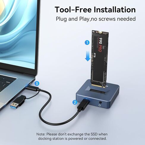 M.2 NVMe SSD Reader Adapter, ANYOYO 10Gbps nvme to USB Adapter for M/B&M Key SSD, Tool-Less M.2 to USB Adapter Support M.2 NVMe SSD and (B+M Key) for 2230 2242 2260 2280 in Saudi Arabia