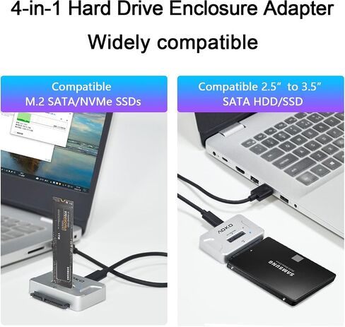 محطة إرساء M.2 SATA/NVMe إلى USB، محول قارئ القرص الصلب، حاوية M.2 SSD خارجية لمحركات M.2 PCIe NVMe وSATA SSD، متوافقة مع SATA III HDD/SSD (M.2 Dock أو محول SATA) in Kuwait