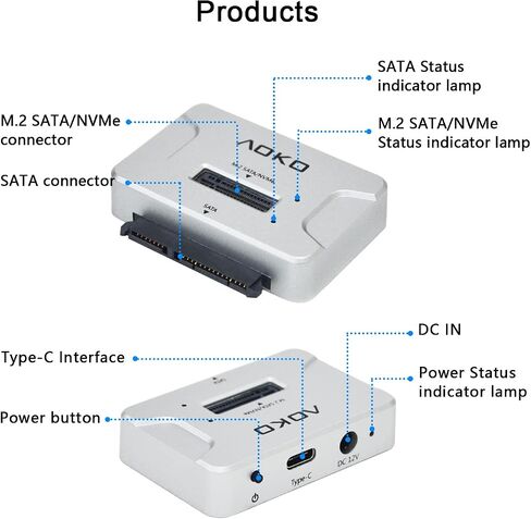 محطة إرساء M.2 SATA/NVMe إلى USB، محول قارئ القرص الصلب، حاوية M.2 SSD خارجية لمحركات M.2 PCIe NVMe وSATA SSD، متوافقة مع SATA III HDD/SSD (M.2 Dock أو محول SATA) in Kuwait